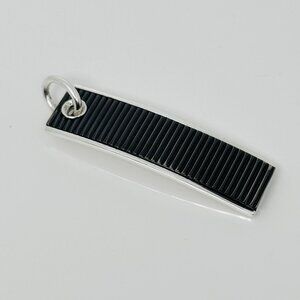 Tiffany Coin Edge Bar Pendant in Black Titanium and 925 Sterling Silver Groove